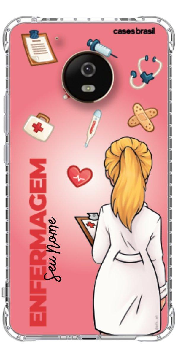 Capinha para celular Enfermagem - Boneca Profissão Com Fundo