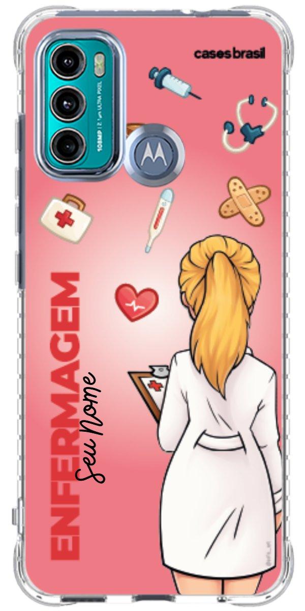 Capinha para celular Enfermagem - Boneca Profissão Com Fundo