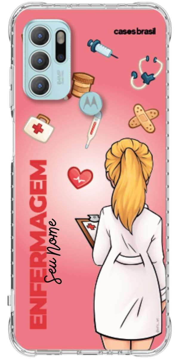 Capinha para celular Enfermagem - Boneca Profissão Com Fundo