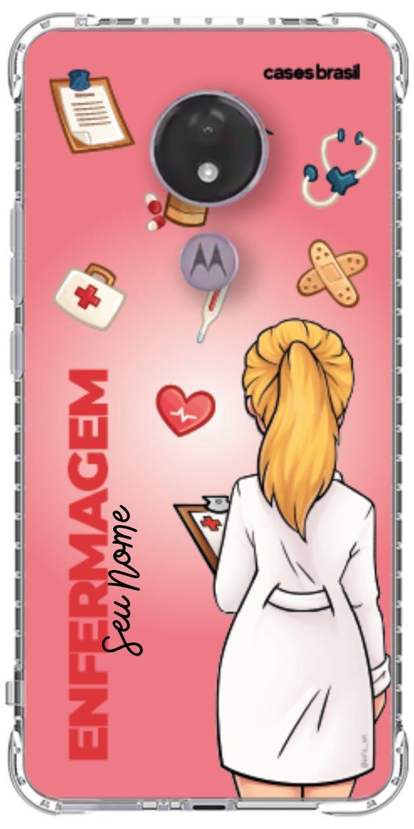 Capinha para celular Enfermagem - Boneca Profissão Com Fundo