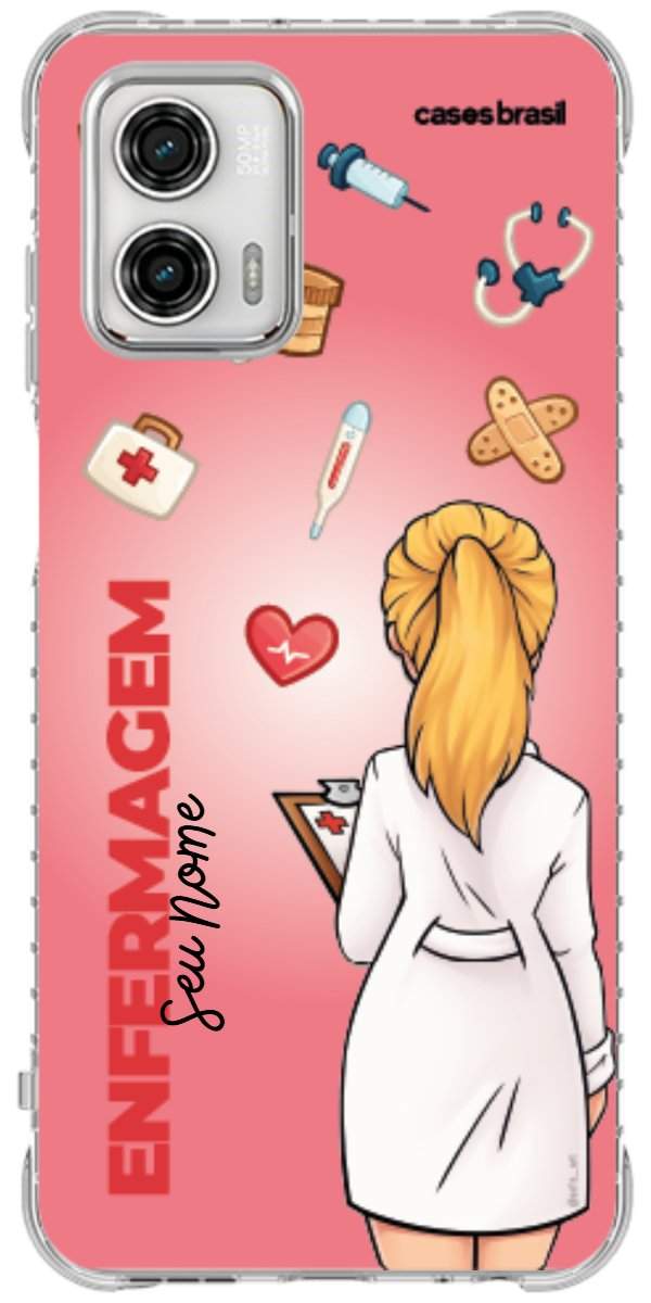 Capinha para celular Enfermagem - Boneca Profissão Com Fundo