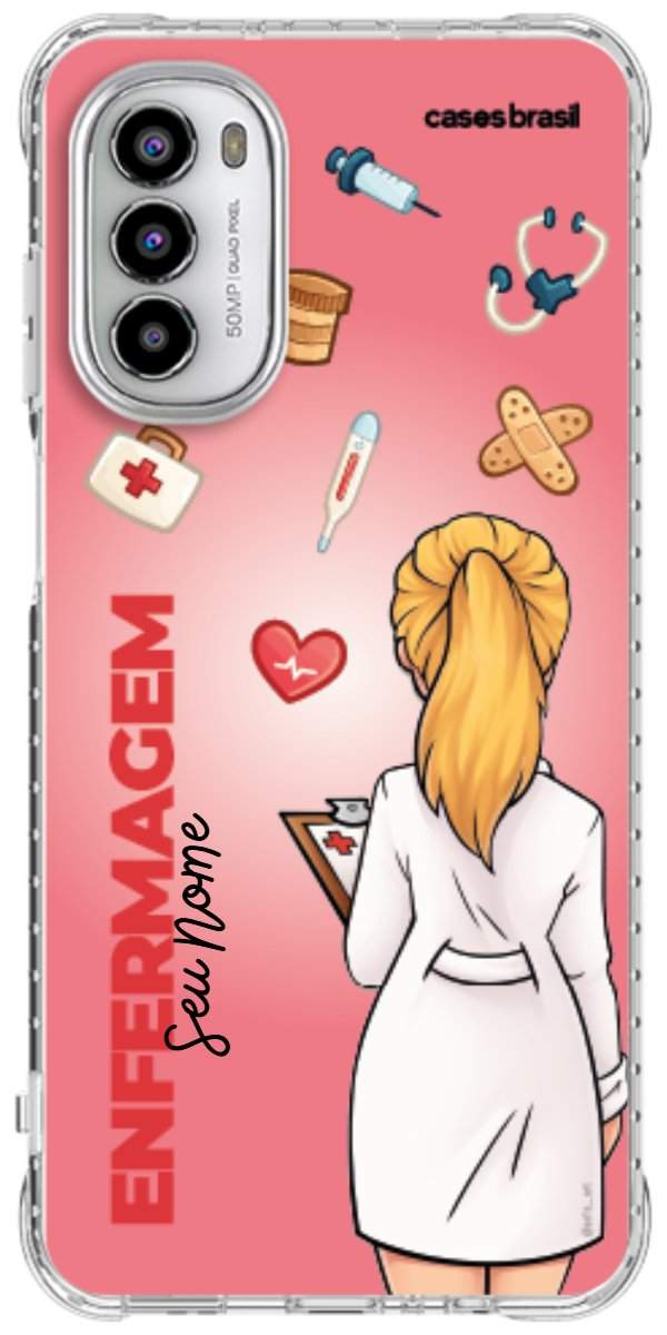 Capinha para celular Enfermagem - Boneca Profissão Com Fundo