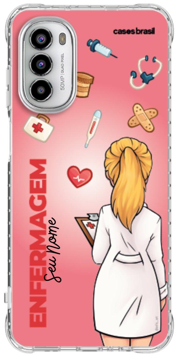 Capinha para celular Enfermagem - Boneca Profissão Com Fundo