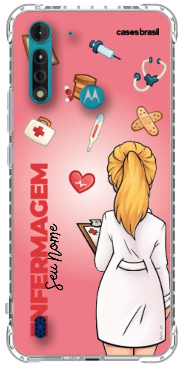 Capinha para celular Enfermagem - Boneca Profissão Com Fundo