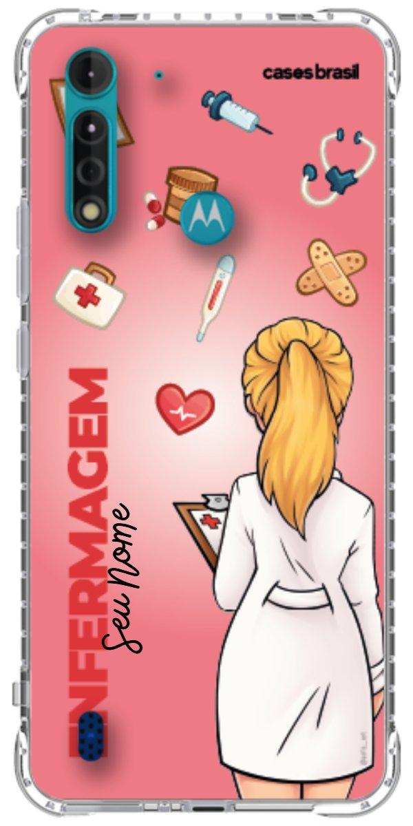 Capinha para celular Enfermagem - Boneca Profissão Com Fundo