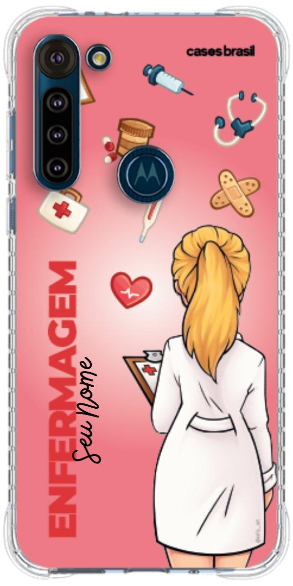 Capinha para celular Enfermagem - Boneca Profissão Com Fundo