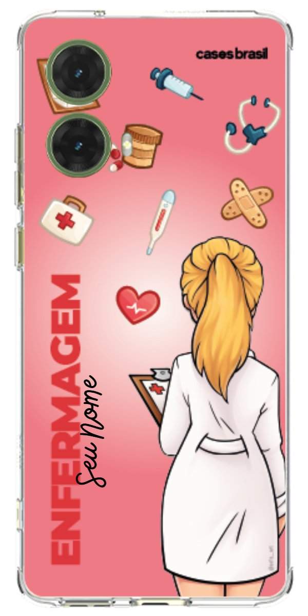 Capinha para celular Enfermagem - Boneca Profissão Com Fundo