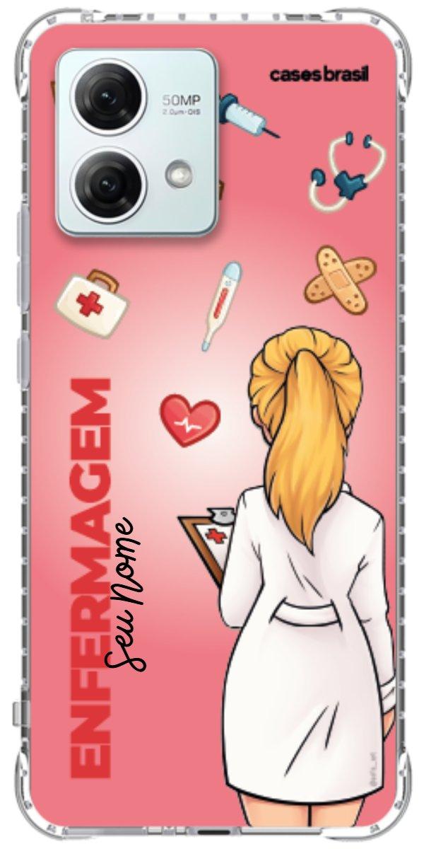 Capinha para celular Enfermagem - Boneca Profissão Com Fundo