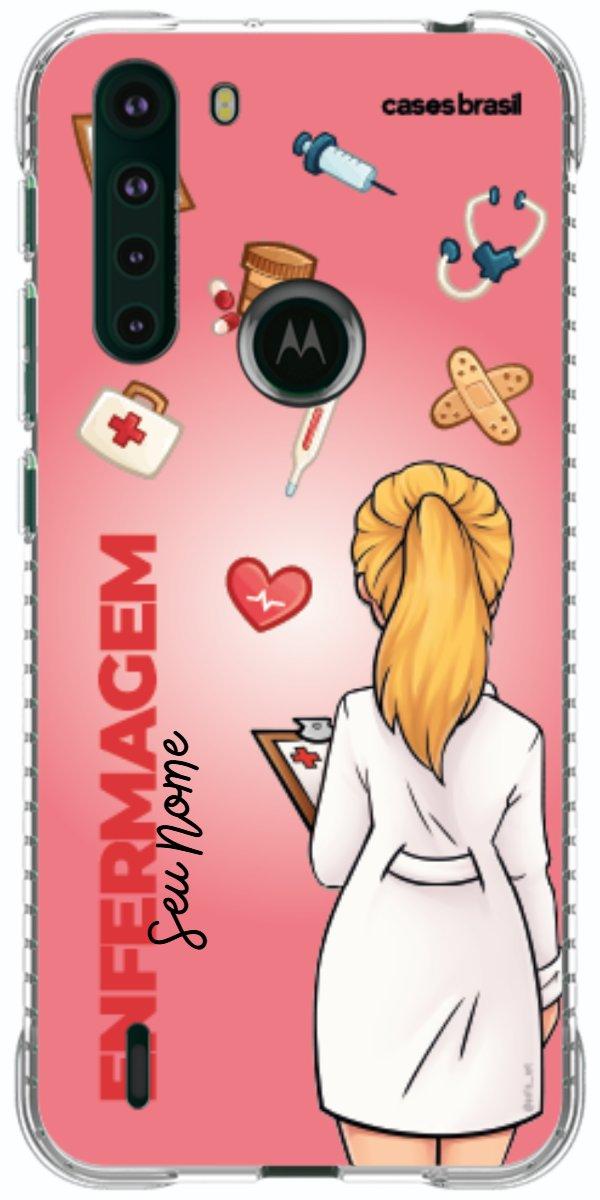 Capinha para celular Enfermagem - Boneca Profissão Com Fundo