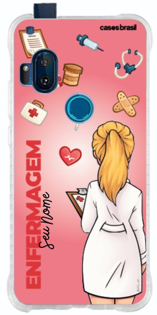 Capinha para celular Enfermagem - Boneca Profissão Com Fundo