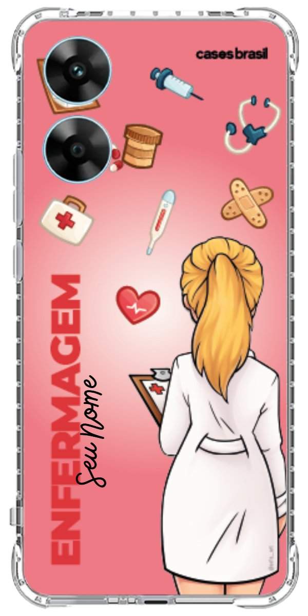 Capinha para celular Enfermagem - Boneca Profissão Com Fundo