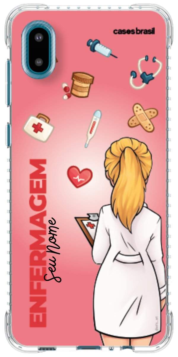 Capinha para celular Enfermagem - Boneca Profissão Com Fundo