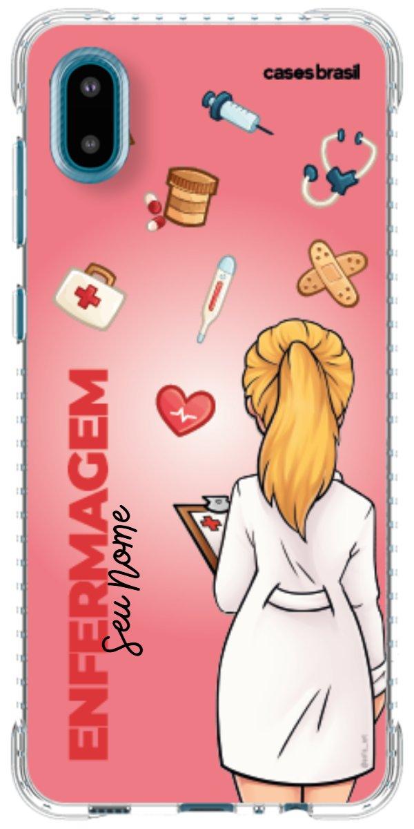 Capinha para celular Enfermagem - Boneca Profissão Com Fundo