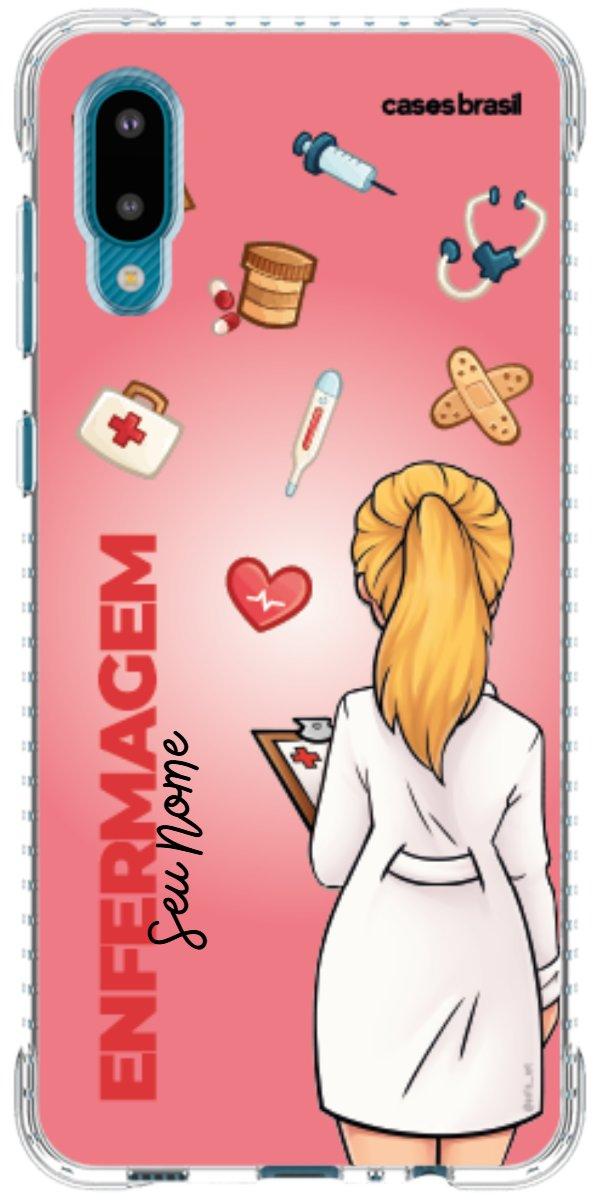 Capinha para celular Enfermagem - Boneca Profissão Com Fundo