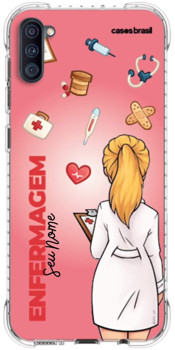 Capinha para celular Enfermagem - Boneca Profissão Com Fundo