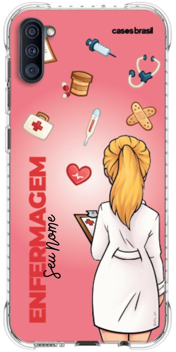 Capinha para celular Enfermagem - Boneca Profissão Com Fundo