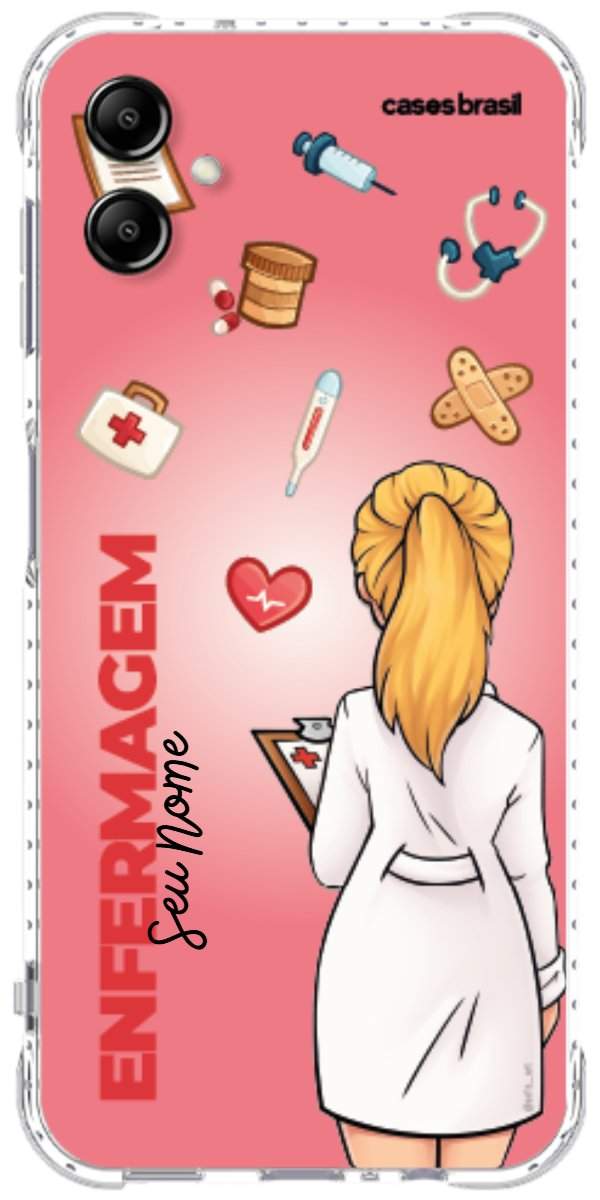 Capinha para celular Enfermagem - Boneca Profissão Com Fundo