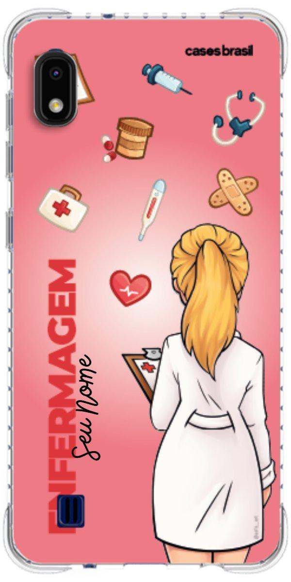 Capinha para celular Enfermagem - Boneca Profissão Com Fundo