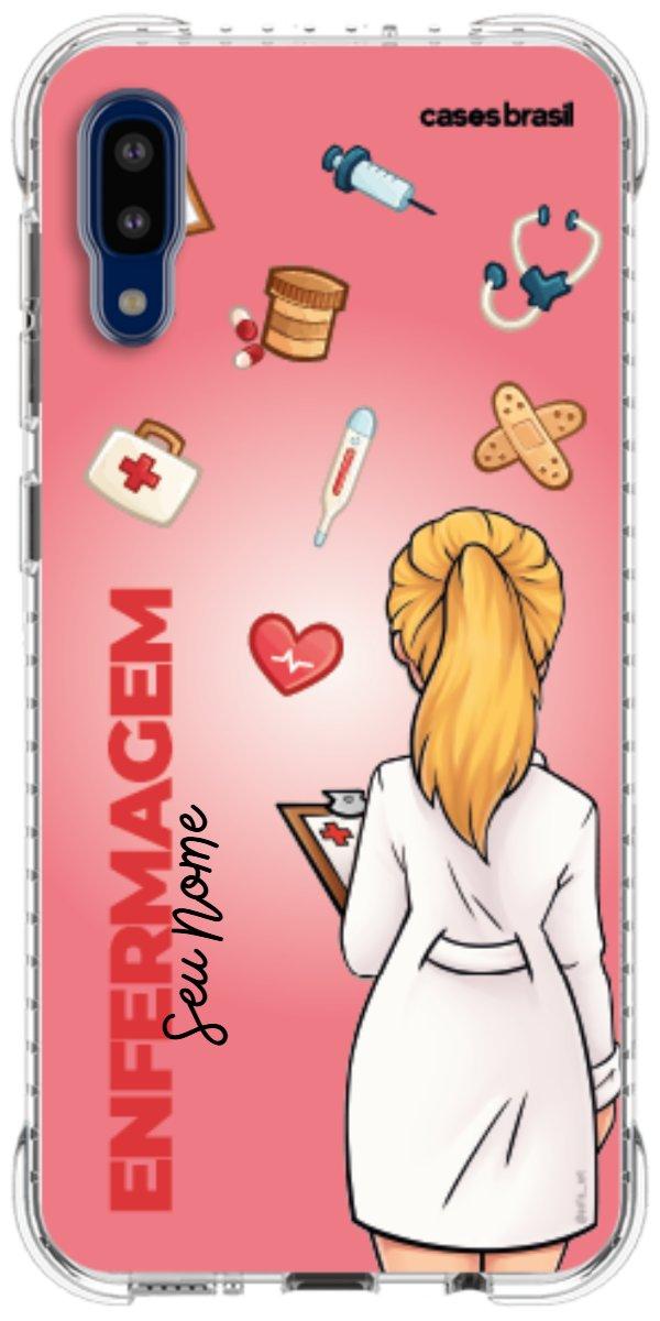 Capinha para celular Enfermagem - Boneca Profissão Com Fundo