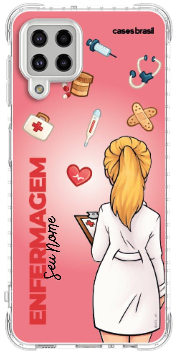 Capinha para celular Enfermagem - Boneca Profissão Com Fundo