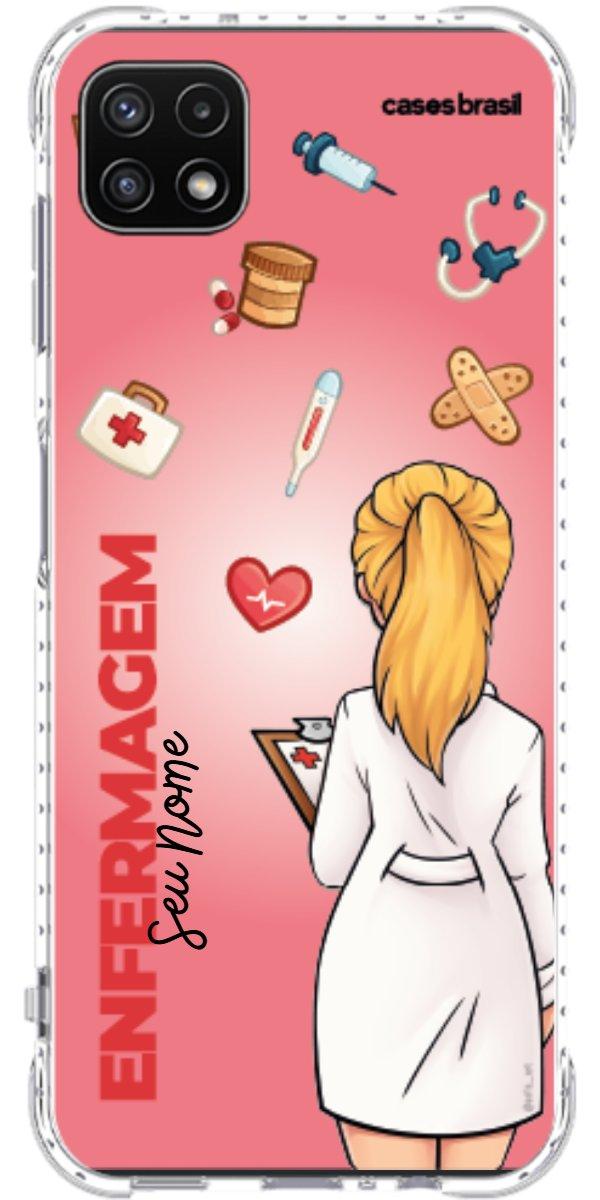 Capinha para celular Enfermagem - Boneca Profissão Com Fundo