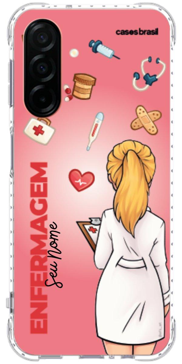 Capinha para celular Enfermagem - Boneca Profissão Com Fundo