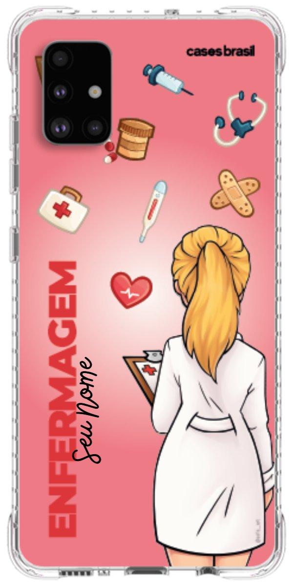 Capinha para celular Enfermagem - Boneca Profissão Com Fundo