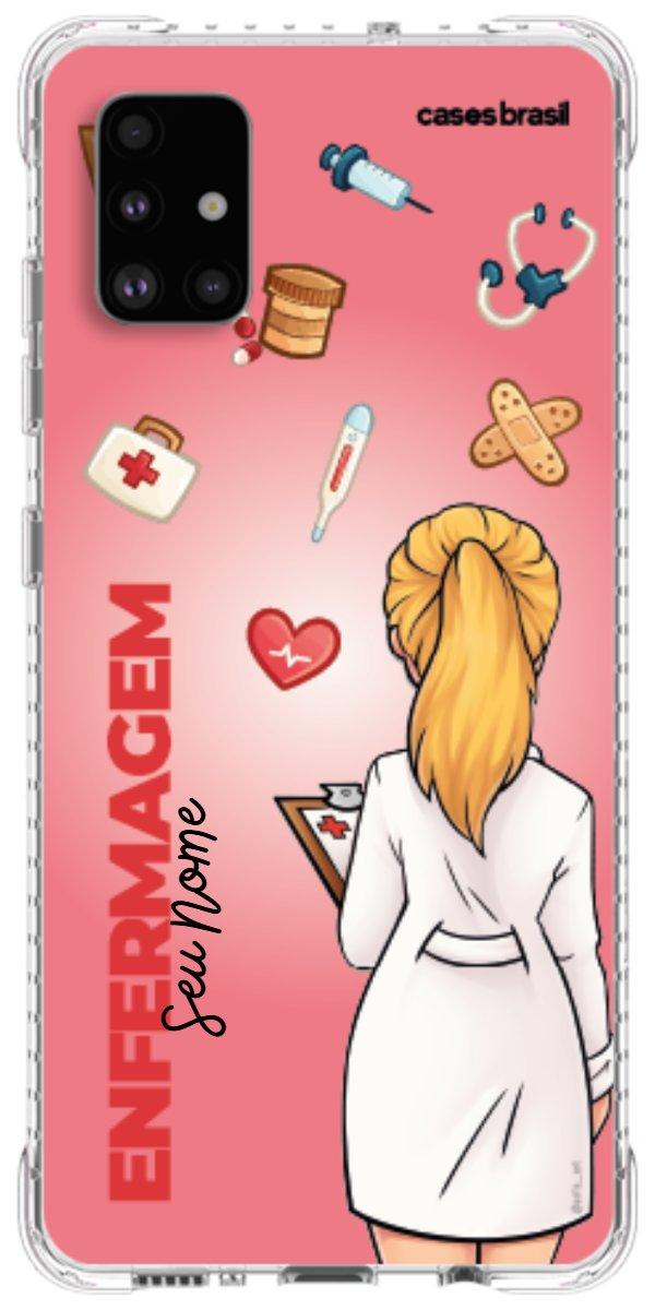 Capinha para celular Enfermagem - Boneca Profissão Com Fundo