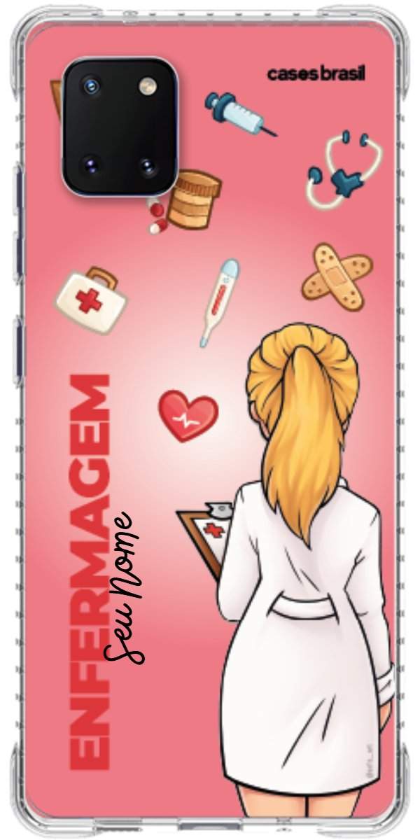 Capinha para celular Enfermagem - Boneca Profissão Com Fundo