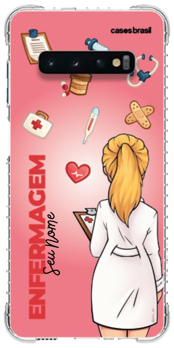 Capinha para celular Enfermagem - Boneca Profissão Com Fundo