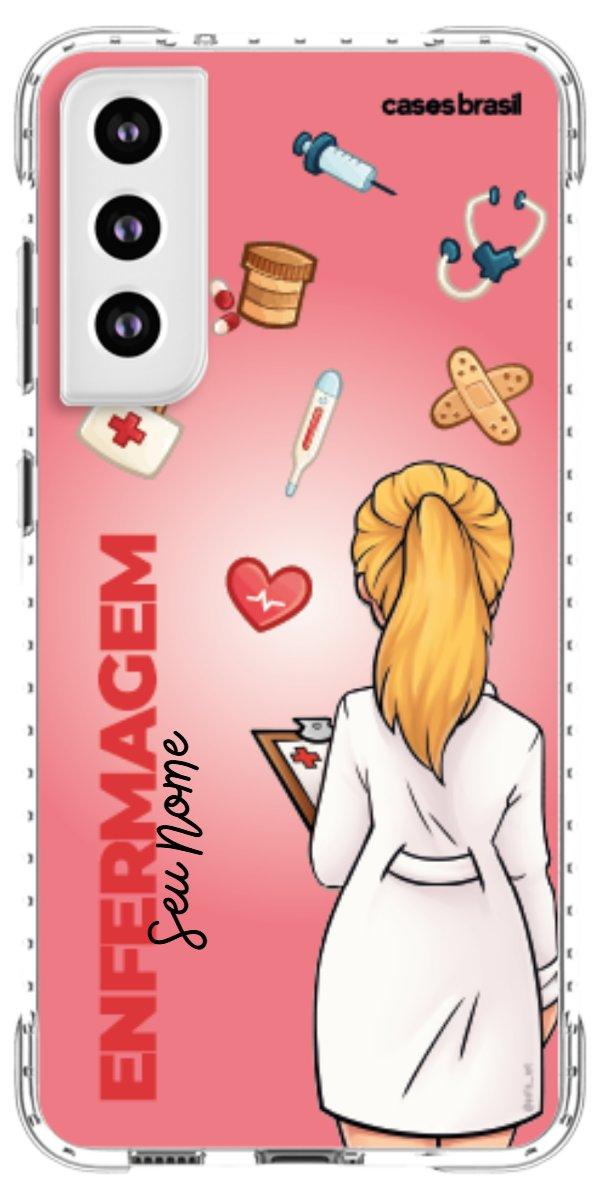 Capinha para celular Enfermagem - Boneca Profissão Com Fundo