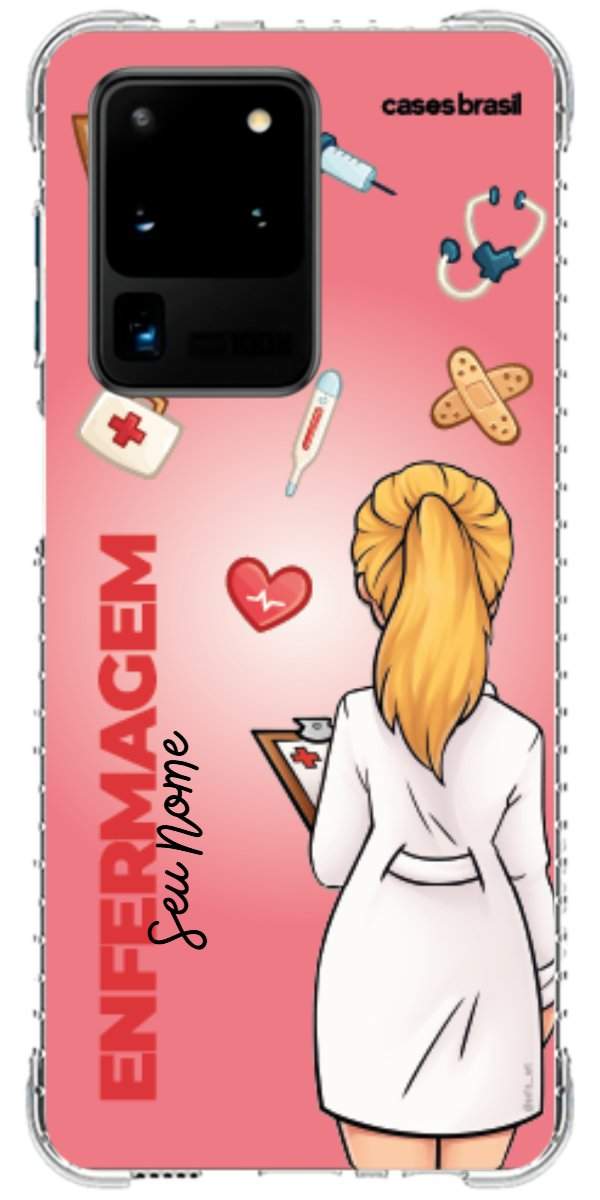 Capinha para celular Enfermagem - Boneca Profissão Com Fundo
