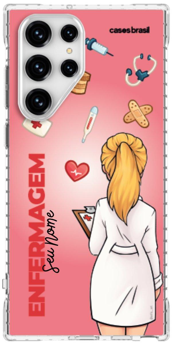 Capinha para celular Enfermagem - Boneca Profissão Com Fundo