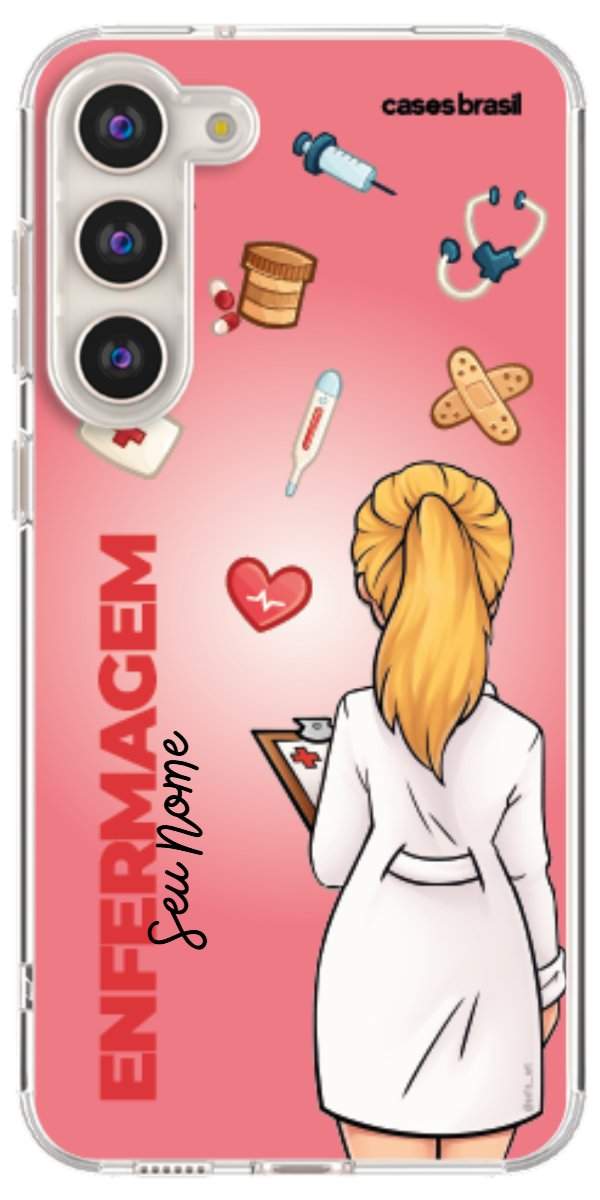Capinha para celular Enfermagem - Boneca Profissão Com Fundo