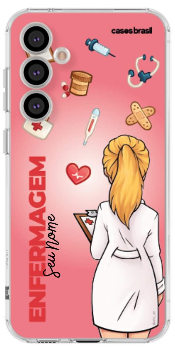 Capinha para celular Enfermagem - Boneca Profissão Com Fundo