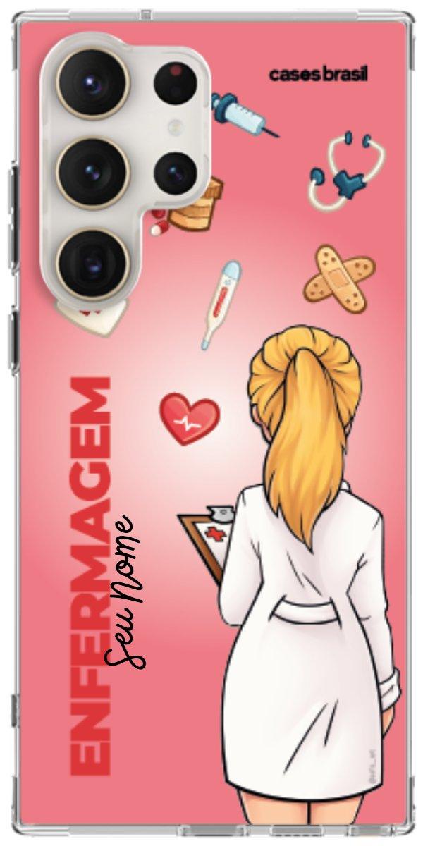 Capinha para celular Enfermagem - Boneca Profissão Com Fundo