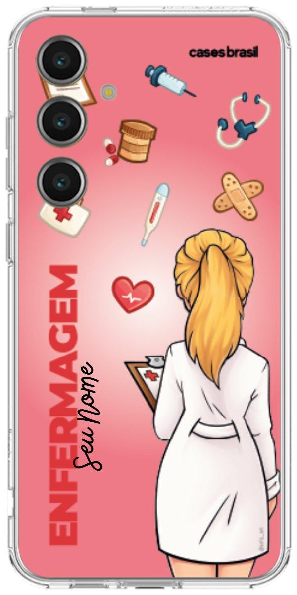Capinha para celular Enfermagem - Boneca Profissão Com Fundo