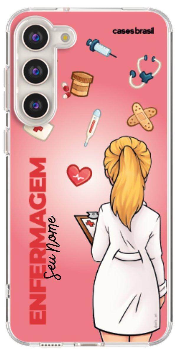 Capinha para celular Enfermagem - Boneca Profissão Com Fundo