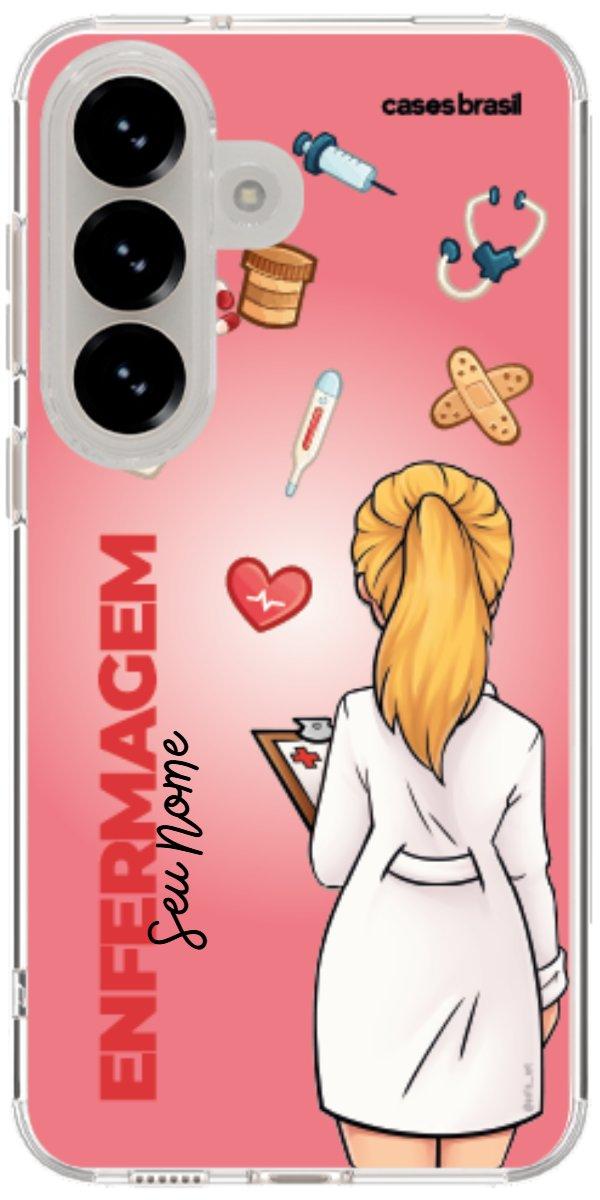 Capinha para celular Enfermagem - Boneca Profissão Com Fundo