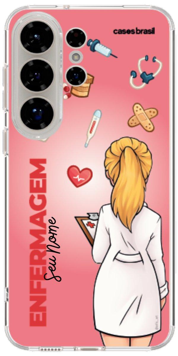 Capinha para celular Enfermagem - Boneca Profissão Com Fundo