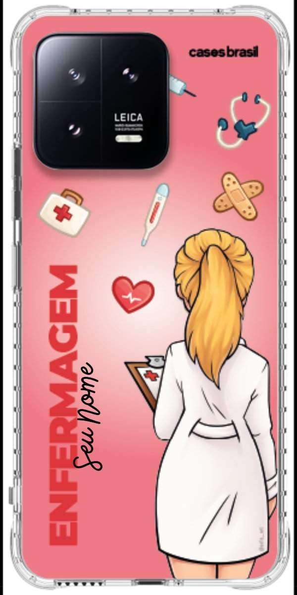 Capinha para celular Enfermagem - Boneca Profissão Com Fundo
