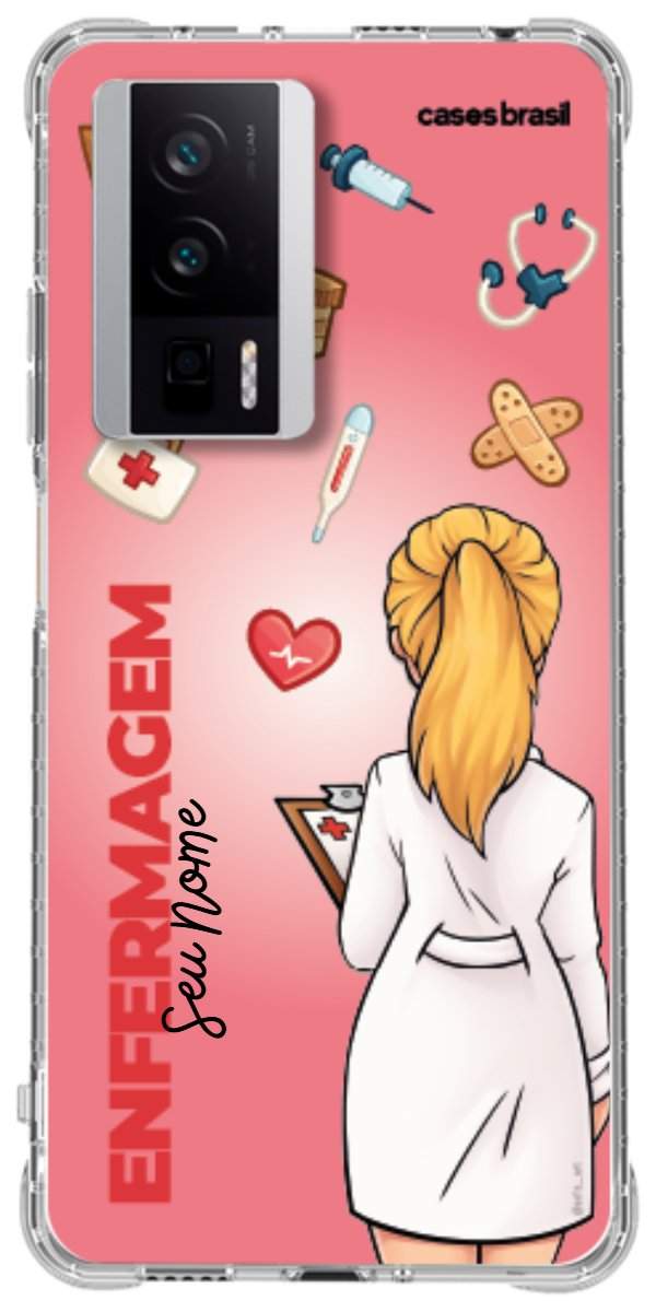 Capinha para celular Enfermagem - Boneca Profissão Com Fundo