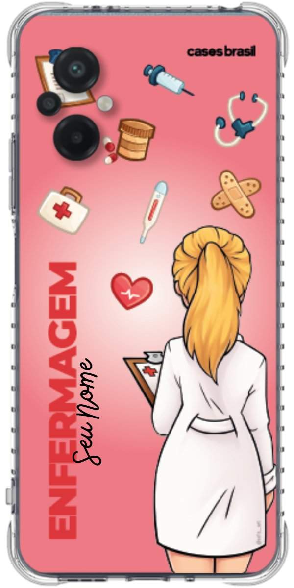 Capinha para celular Enfermagem - Boneca Profissão Com Fundo