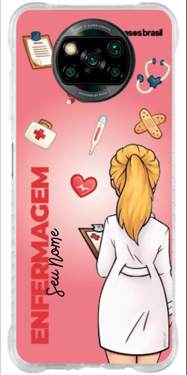 Capinha para celular Enfermagem - Boneca Profissão Com Fundo
