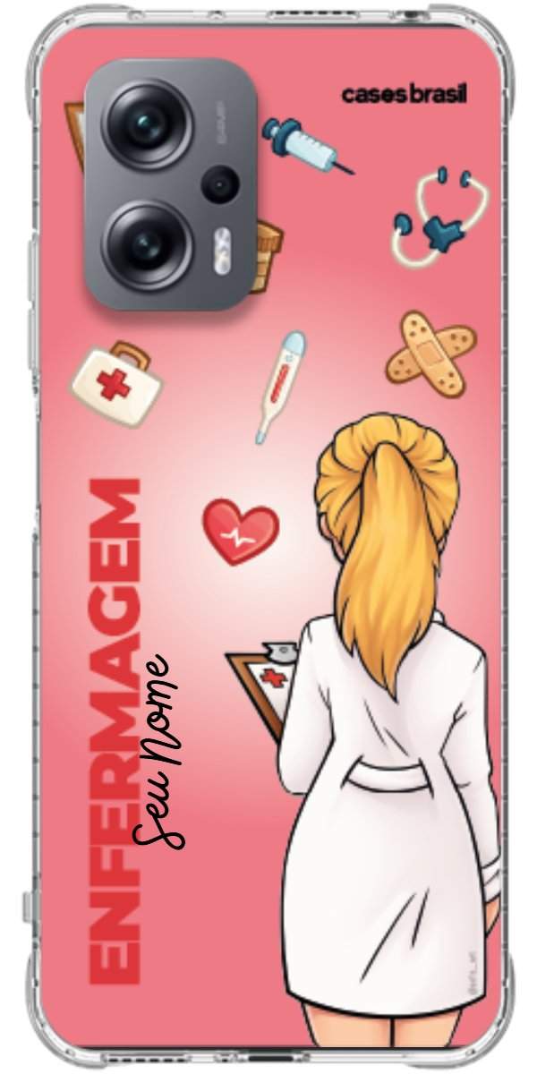 Capinha para celular Enfermagem - Boneca Profissão Com Fundo