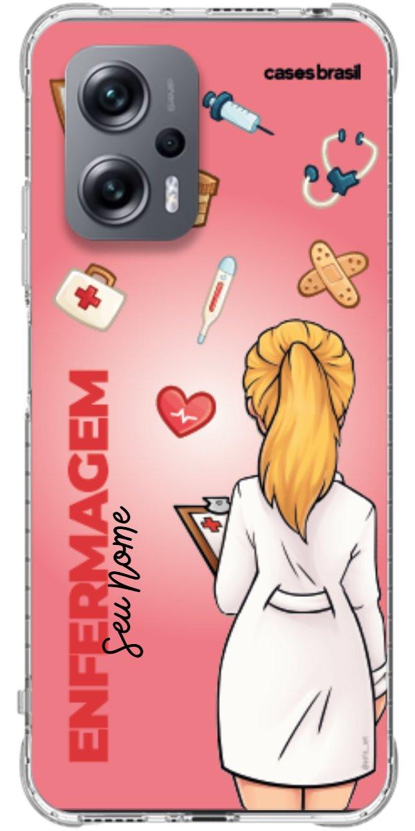 Capinha para celular Enfermagem - Boneca Profissão Com Fundo