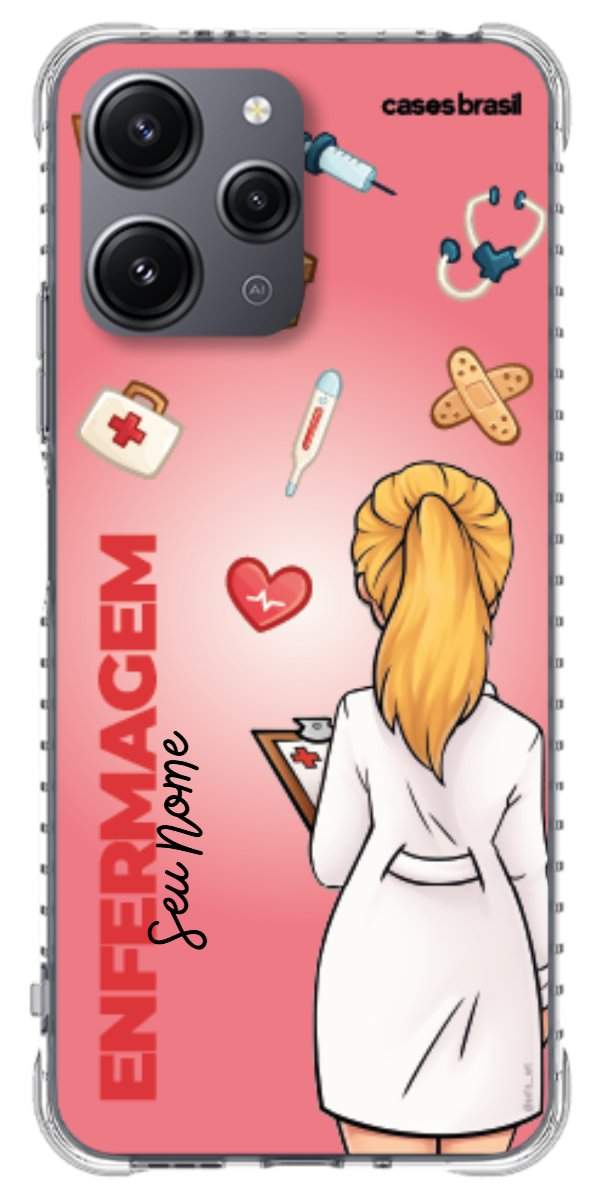 Capinha para celular Enfermagem - Boneca Profissão Com Fundo