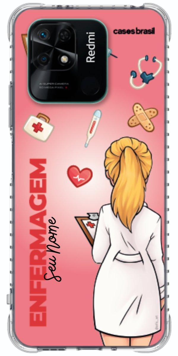 Capinha para celular Enfermagem - Boneca Profissão Com Fundo