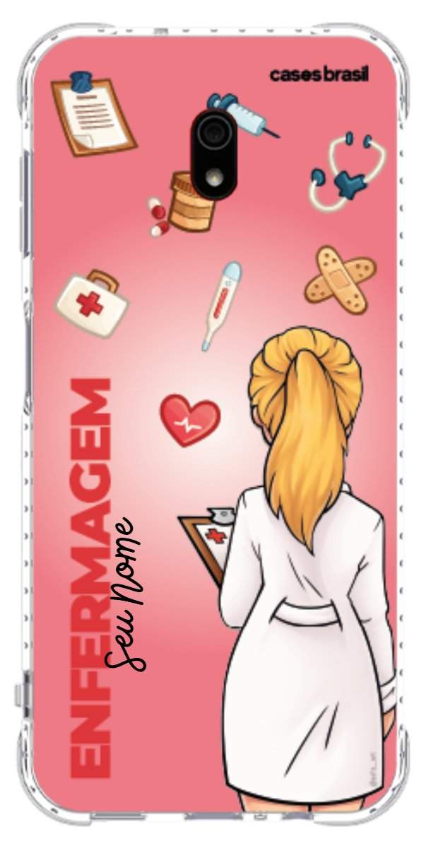 Capinha para celular Enfermagem - Boneca Profissão Com Fundo