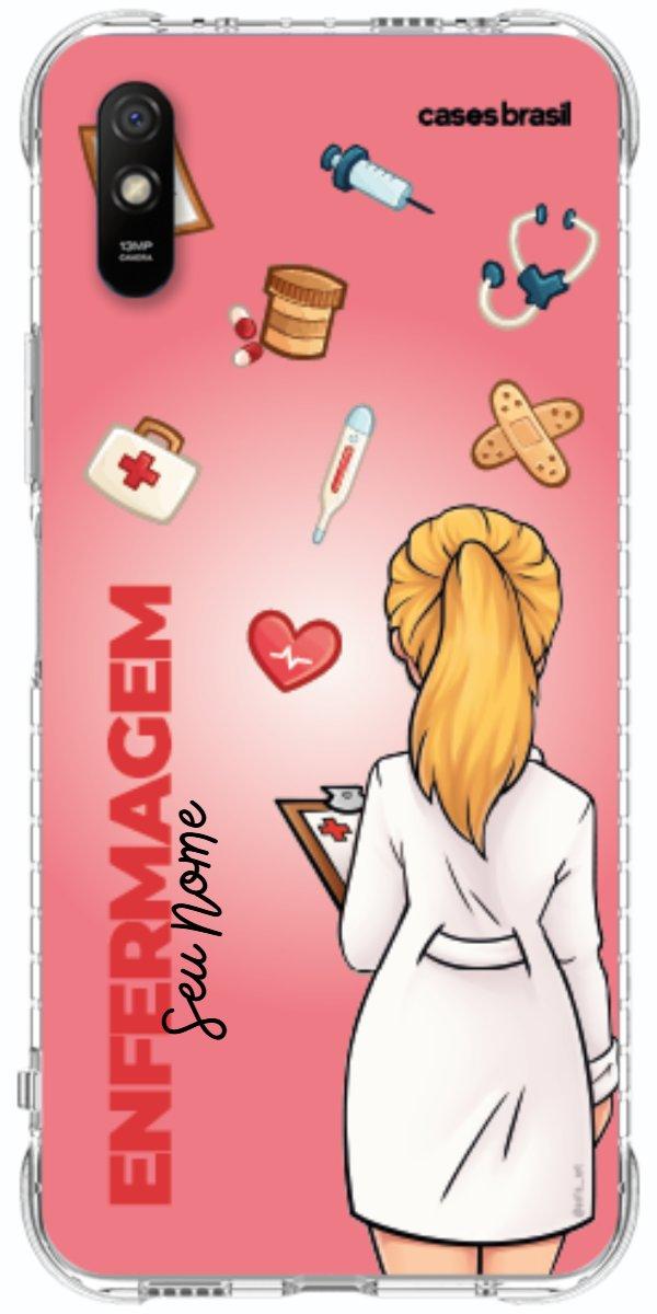 Capinha para celular Enfermagem - Boneca Profissão Com Fundo